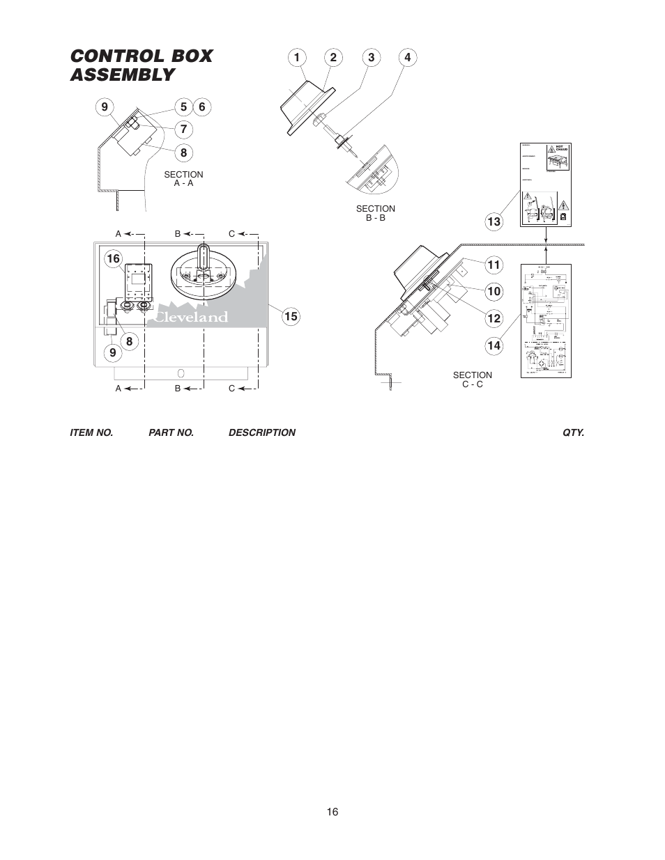 Control box assembly | Cleveland Range SGL-30-T1 User Manual | Page 19 / 28