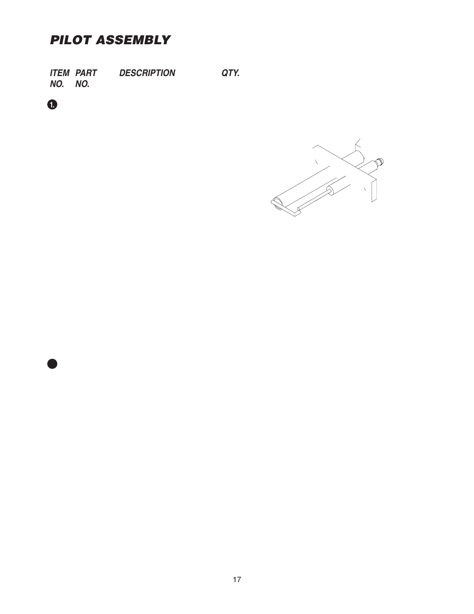 Pilot assembly, Item part description qty. no. no | Cleveland Range SGL-30-T1 User Manual | Page 20 / 28