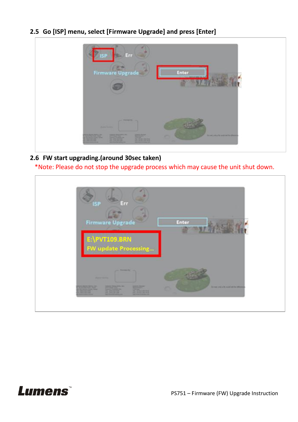 Lumens Technology PS751 Firmware Upgrade Instruction User Manual | Page 3 / 8