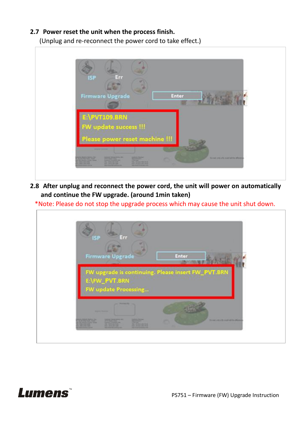 Lumens Technology PS751 Firmware Upgrade Instruction User Manual | Page 4 / 8