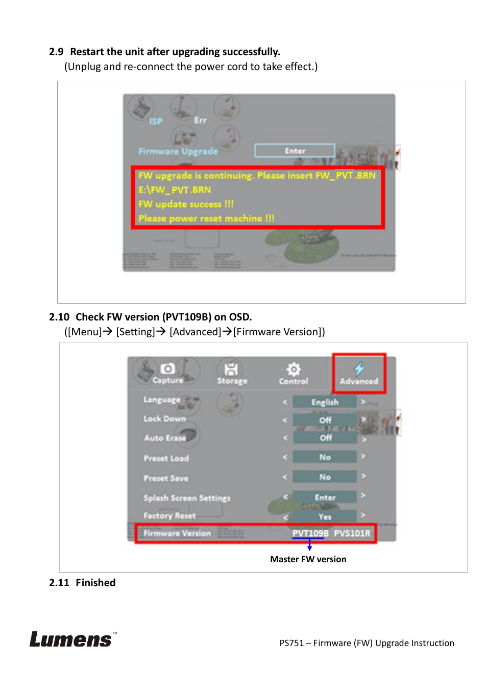 Lumens Technology PS751 Firmware Upgrade Instruction User Manual | Page 5 / 8