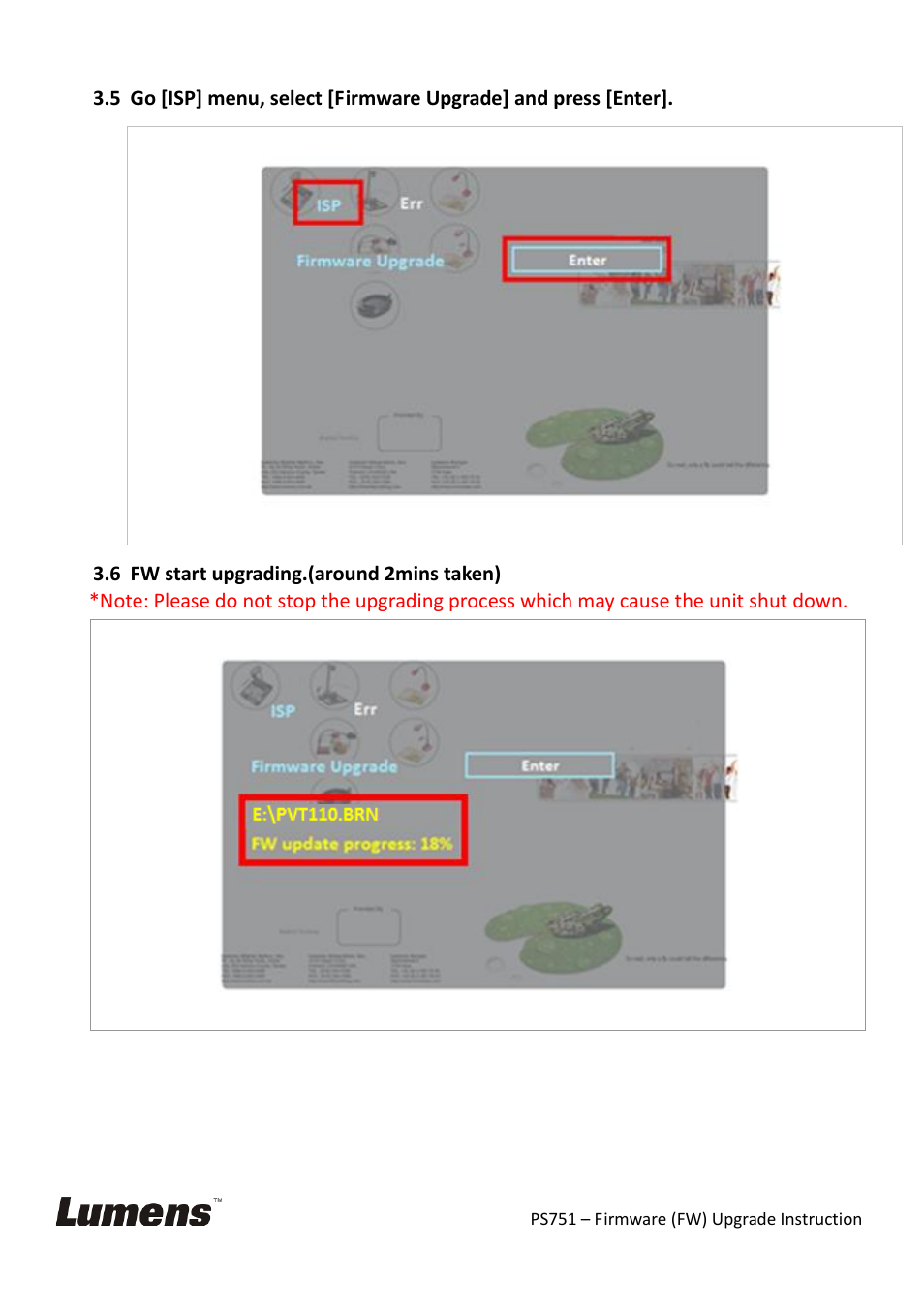 Lumens Technology PS751 Firmware Upgrade Instruction User Manual | Page 7 / 8