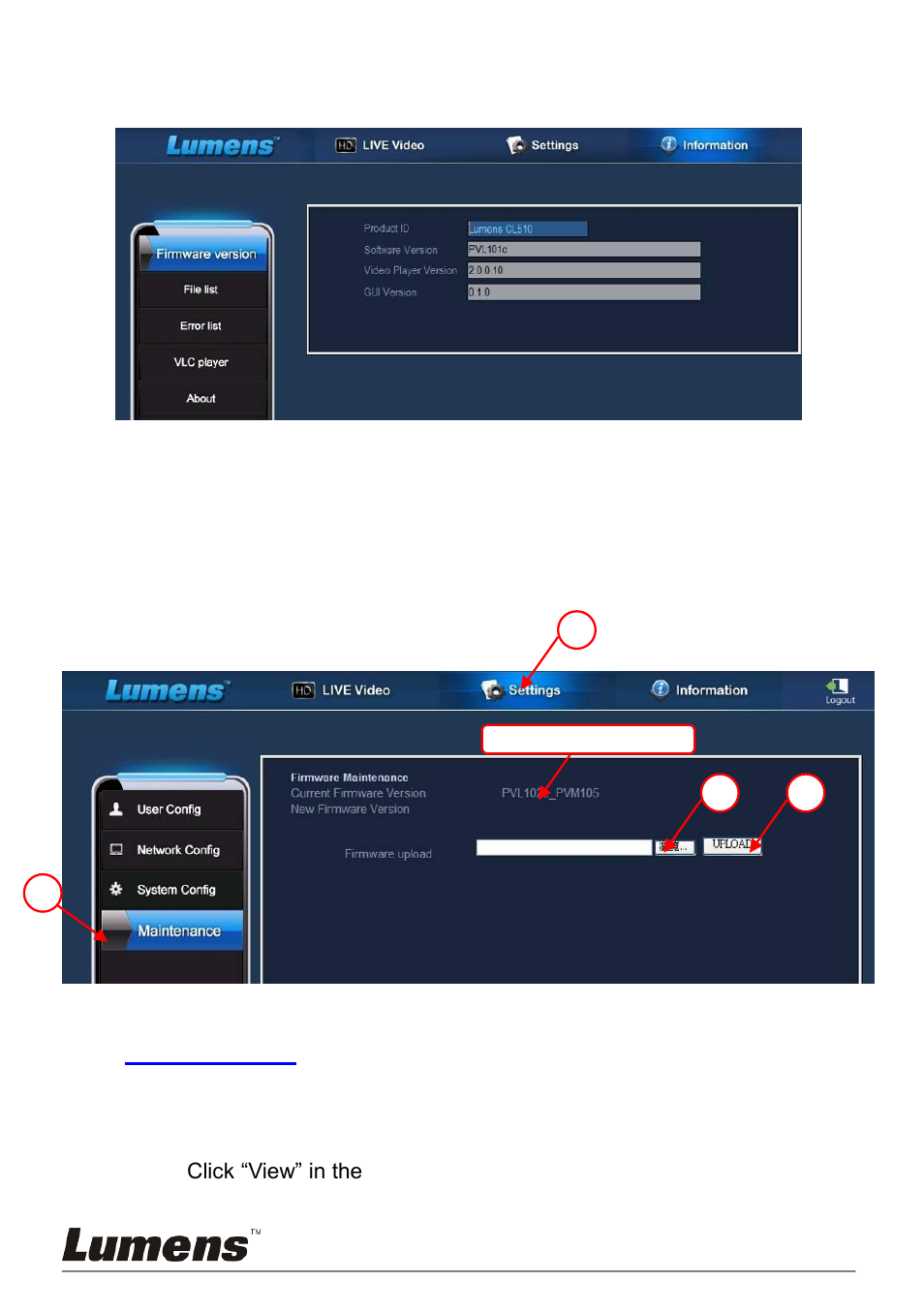 4 firmware version, 5 upgrade firmware version | Lumens Technology PS760 User Manual | Page 48 / 60