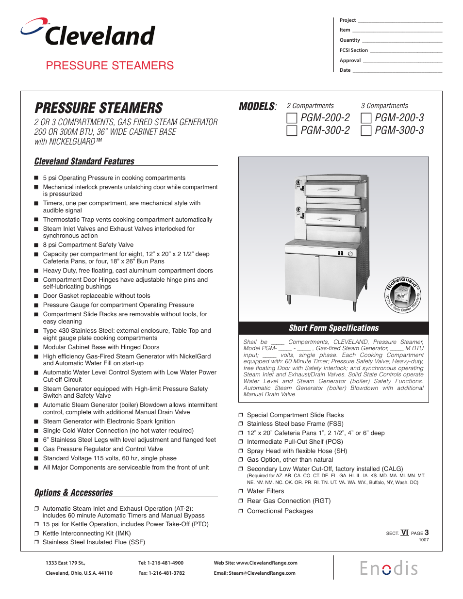 Cleveland Range PGM-300-3 User Manual | 2 pages