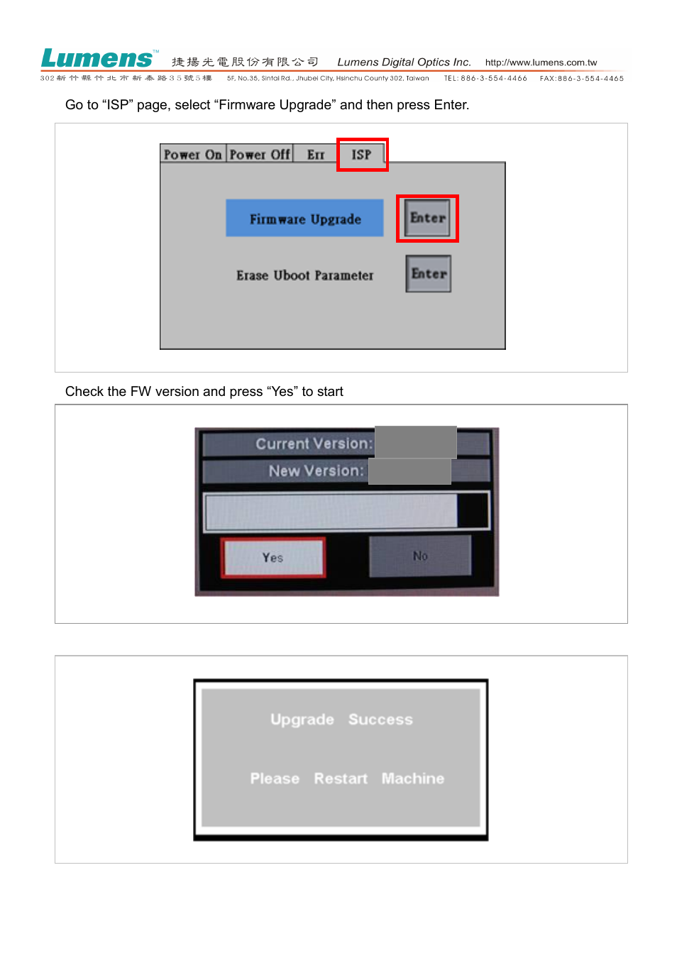 Lumens Technology PS760 Firmware Upgrade Instruction User Manual | Page 2 / 3
