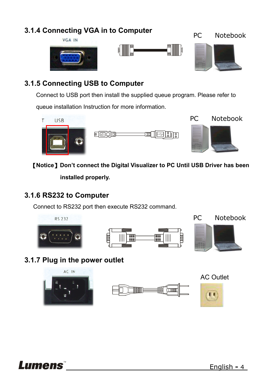 Lumens Technology PS400 Quick Start User Manual | Page 4 / 8