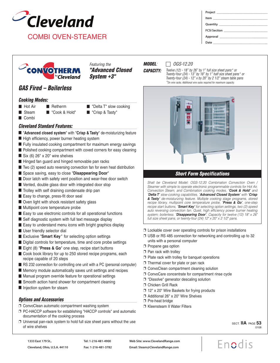 Cleveland Range OEB-10.20 User Manual | 2 pages