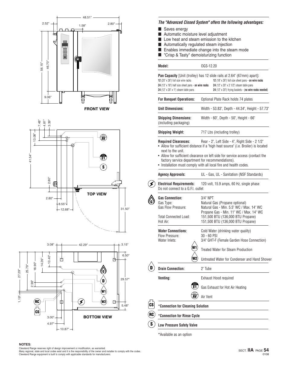 Oeb 12.20, Ogs 12.20 | Cleveland Range OEB-10.20 User Manual | Page 2 / 2