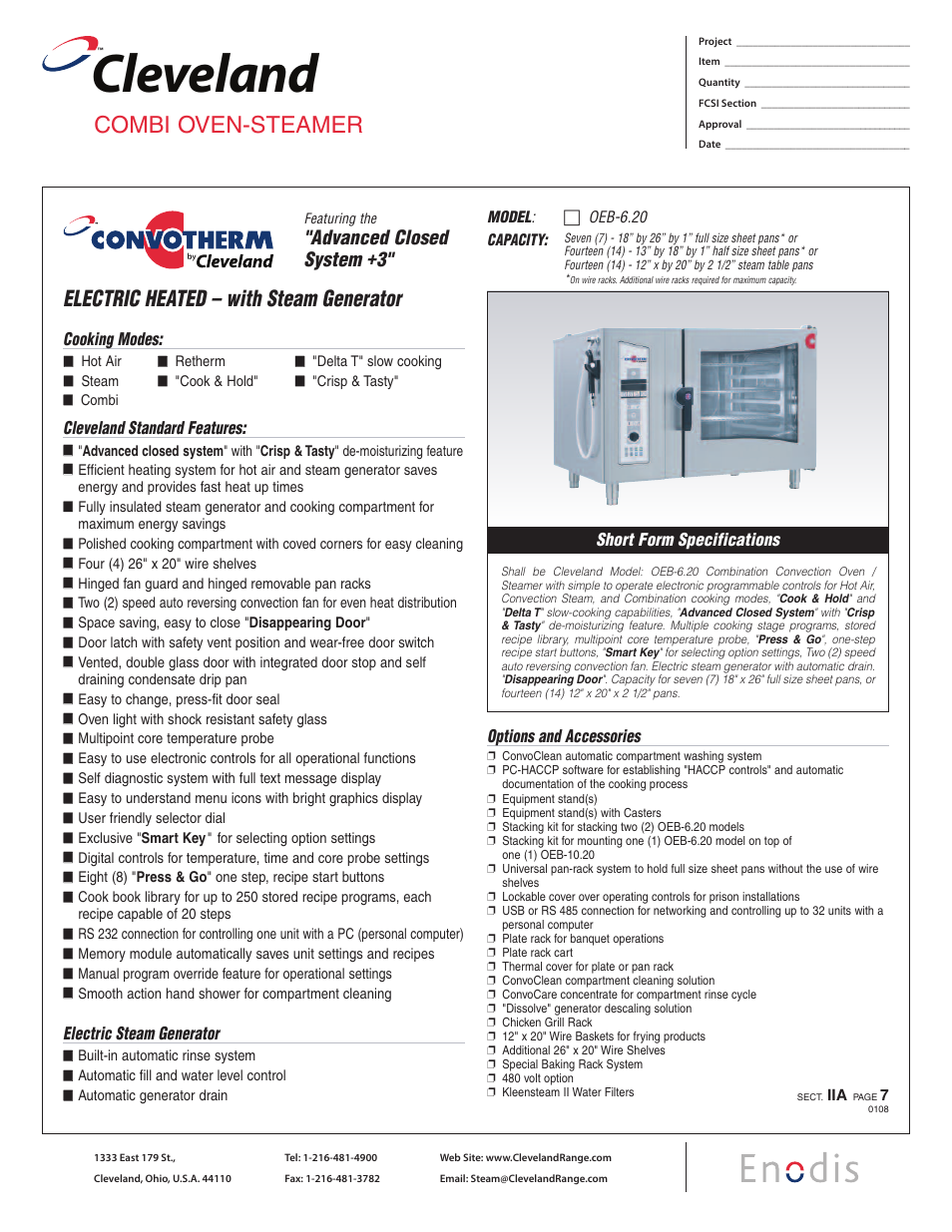 Cleveland Range OEB-6.20 User Manual | 2 pages