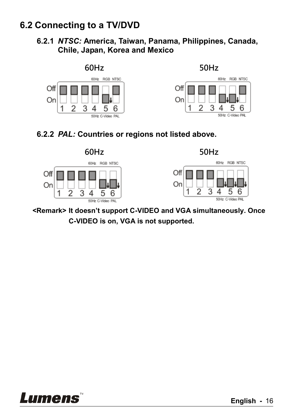 Connecting to a tv/dvd, 2 connecting to a tv/dvd | Lumens Technology PS750 User Manual | Page 17 / 44