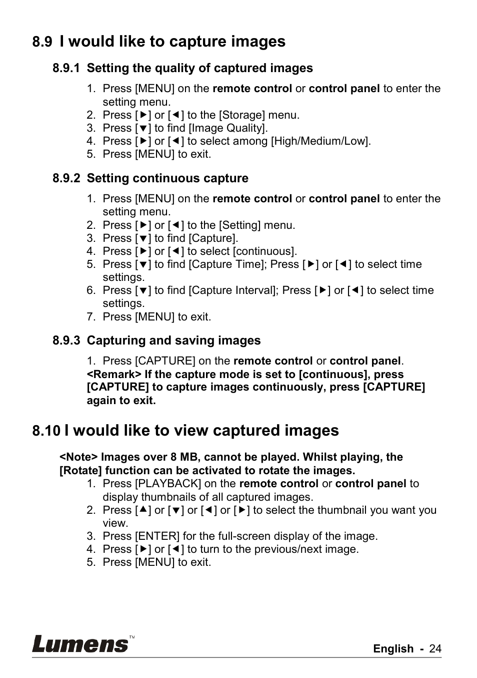 I would like to capture images, I would like to view captured images | Lumens Technology PS750 User Manual | Page 25 / 44