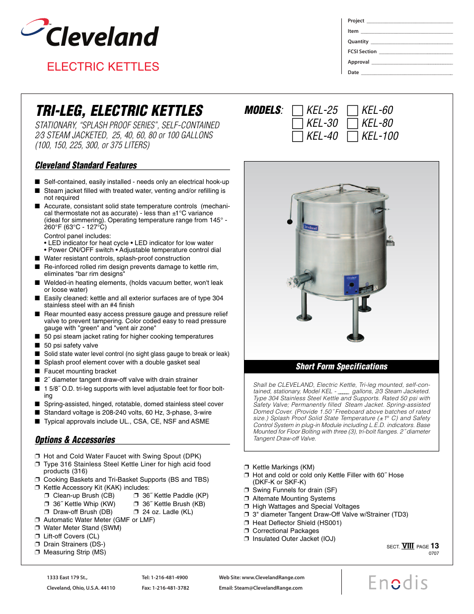 Cleveland Range KEL-25 User Manual | 2 pages