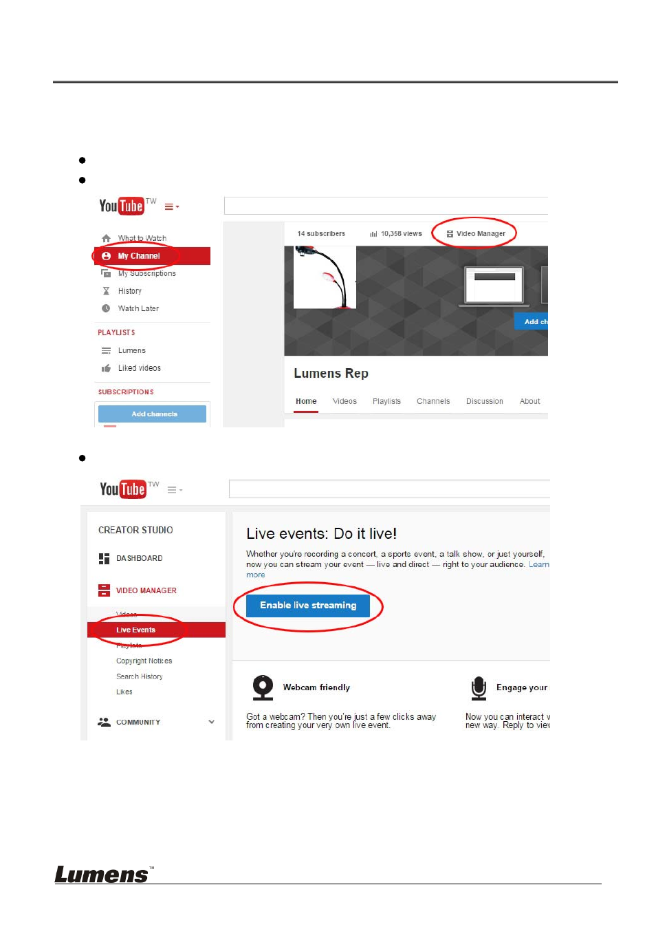 Chapter 2 live streaming setup | Lumens Technology VS-LC101 live streaming User Manual | Page 3 / 8