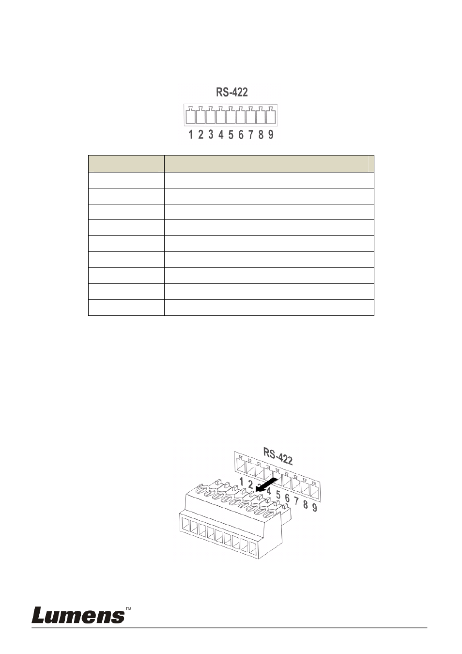 2 rs-422 connection | Lumens Technology VC-A50S User Manual | Page 37 / 40
