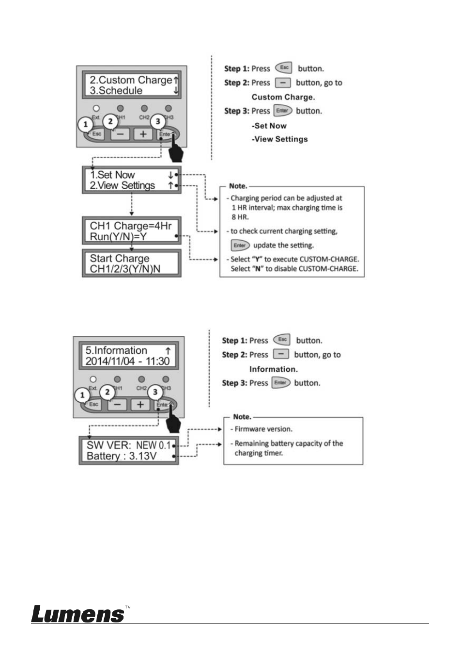 6 custom charging schedule, 7 system information | Lumens Technology CT-C50 User Manual | Page 17 / 19