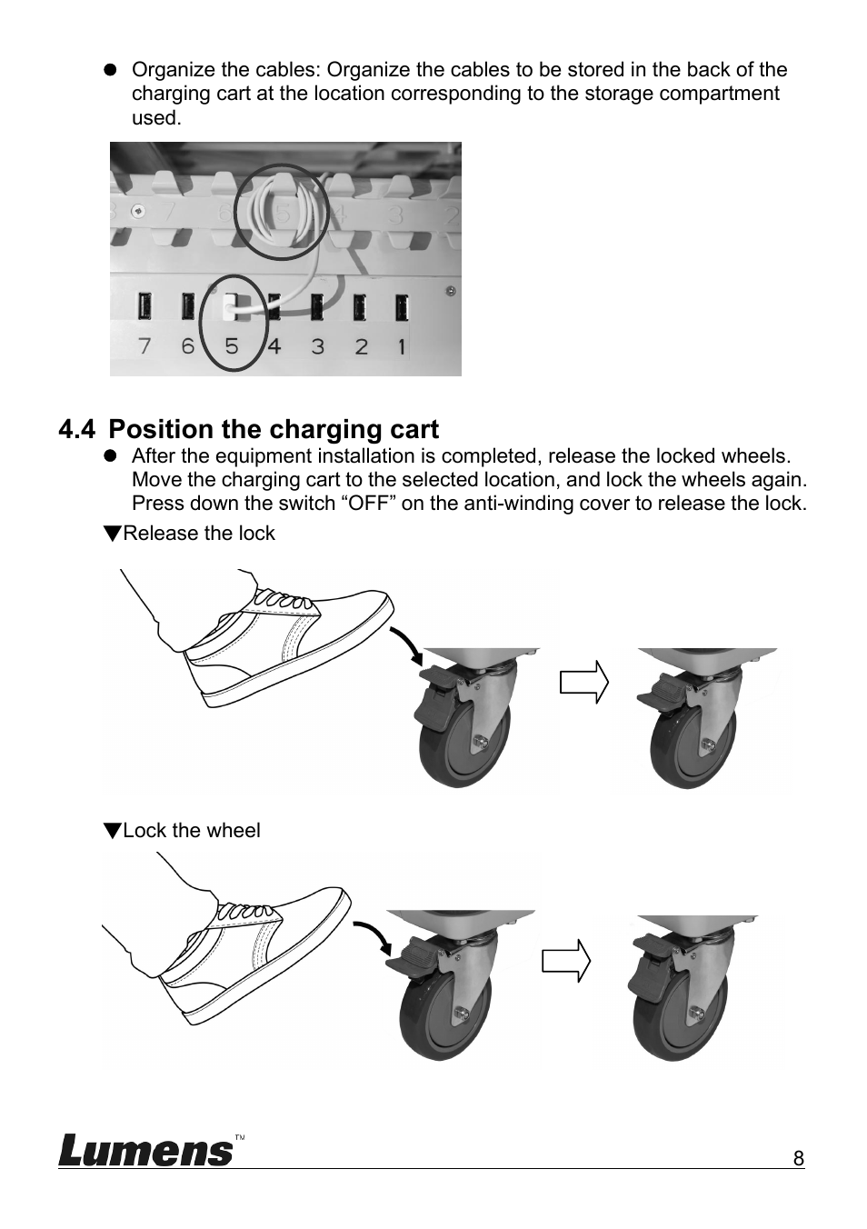4 position the charging cart | Lumens Technology CT-S50 User Manual | Page 10 / 19