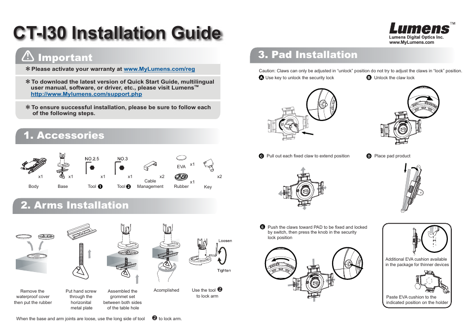 Lumens Technology CT-I30 User Manual | 2 pages