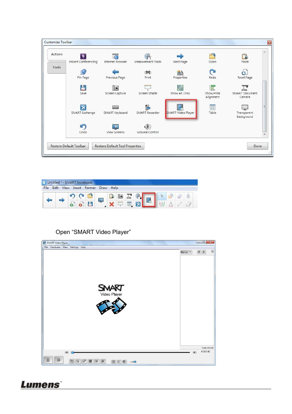 Use [ smart video player | Lumens Technology SMART Board(PC) User Manual | Page 5 / 12