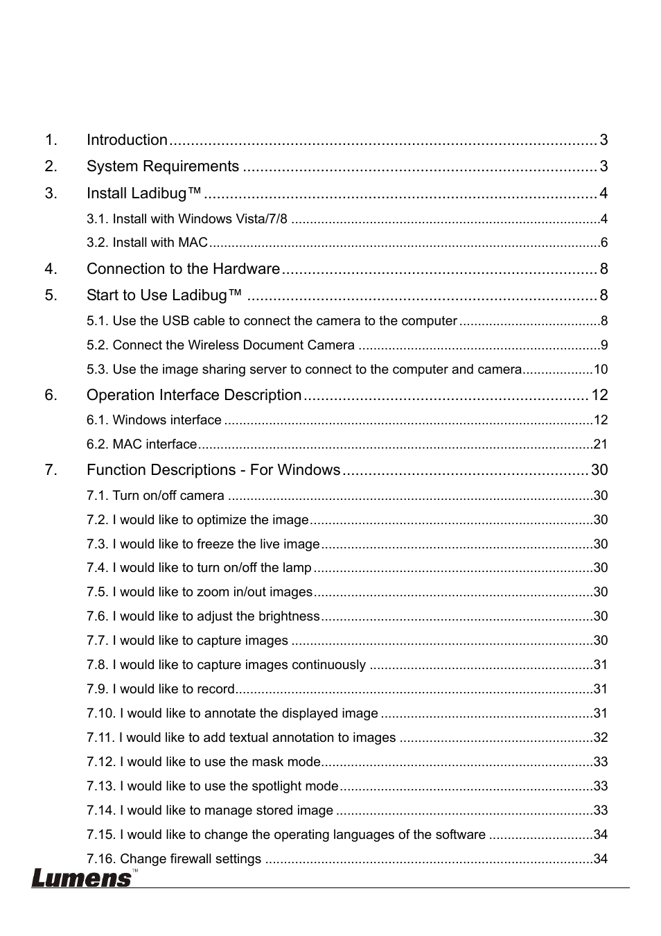 Lumens Technology Ladibug 3.0 User Manual | Page 2 / 44