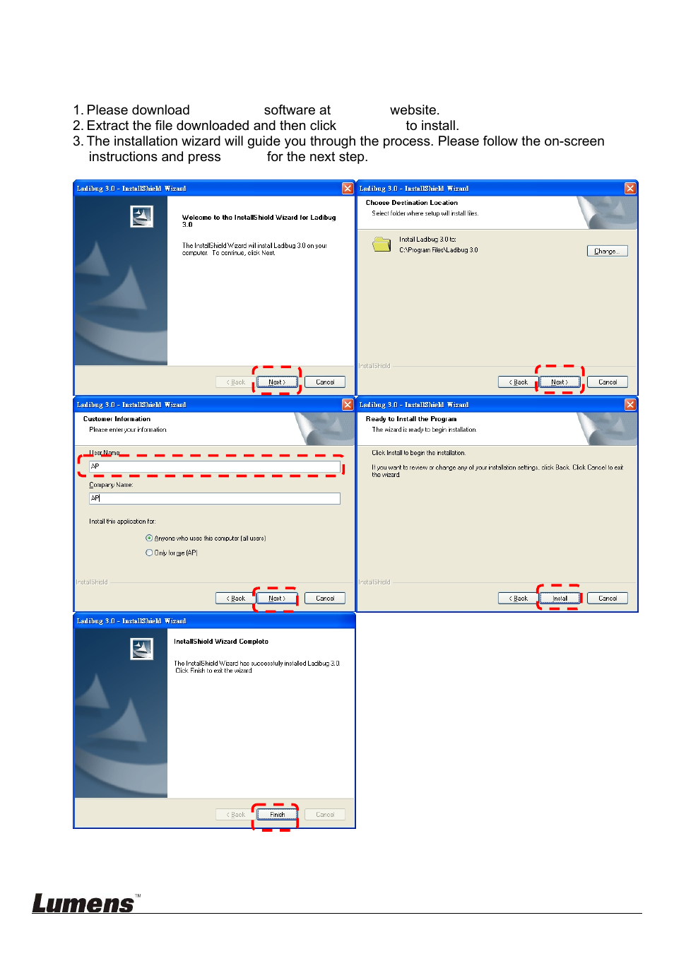 Install ladibug | Lumens Technology Ladibug 3.0 User Manual | Page 5 / 44