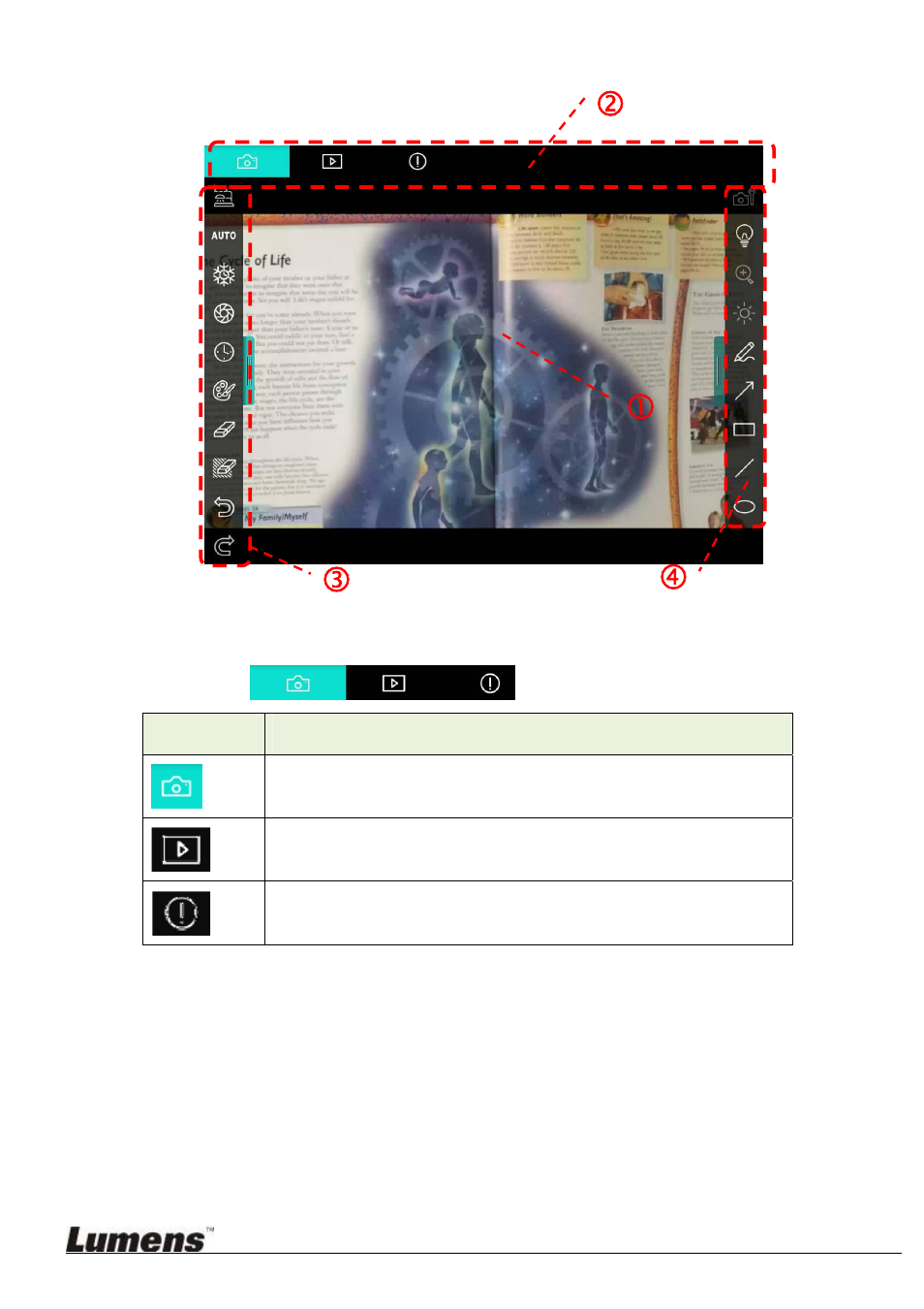 Operation interface description | Lumens Technology Ladibug iOS User Manual | Page 7 / 18
