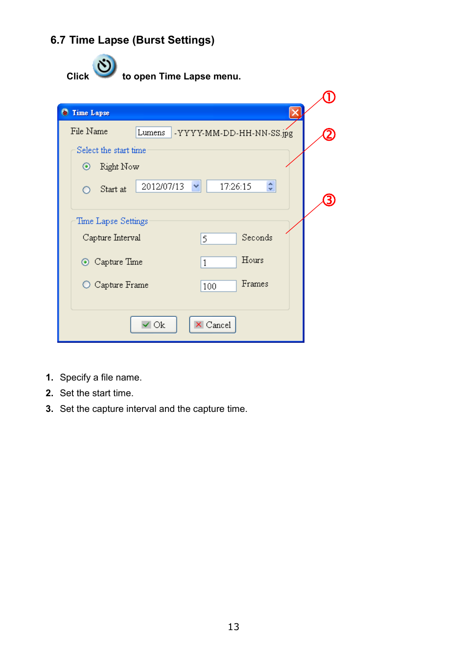 7 time lapse (burst settings) | Lumens Technology Ladibug PC 2.0 User Manual | Page 14 / 20