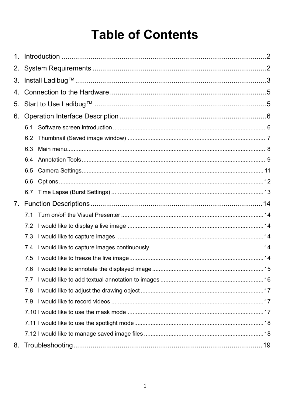 Lumens Technology Ladibug PC 2.0 User Manual | Page 2 / 20