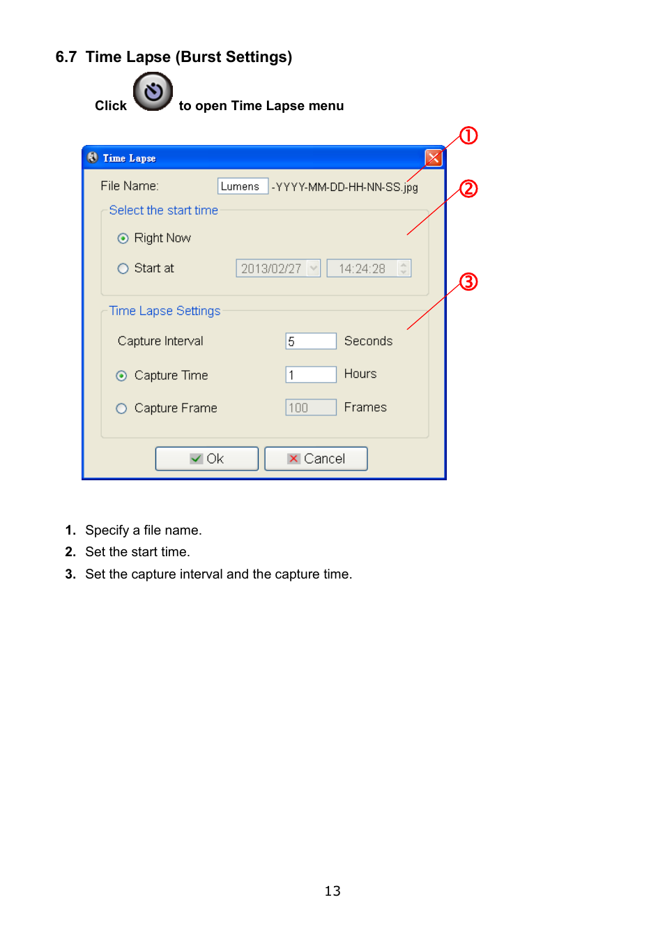 7 time lapse (burst settings) | Lumens Technology Podium View PC2.0 User Manual | Page 14 / 20