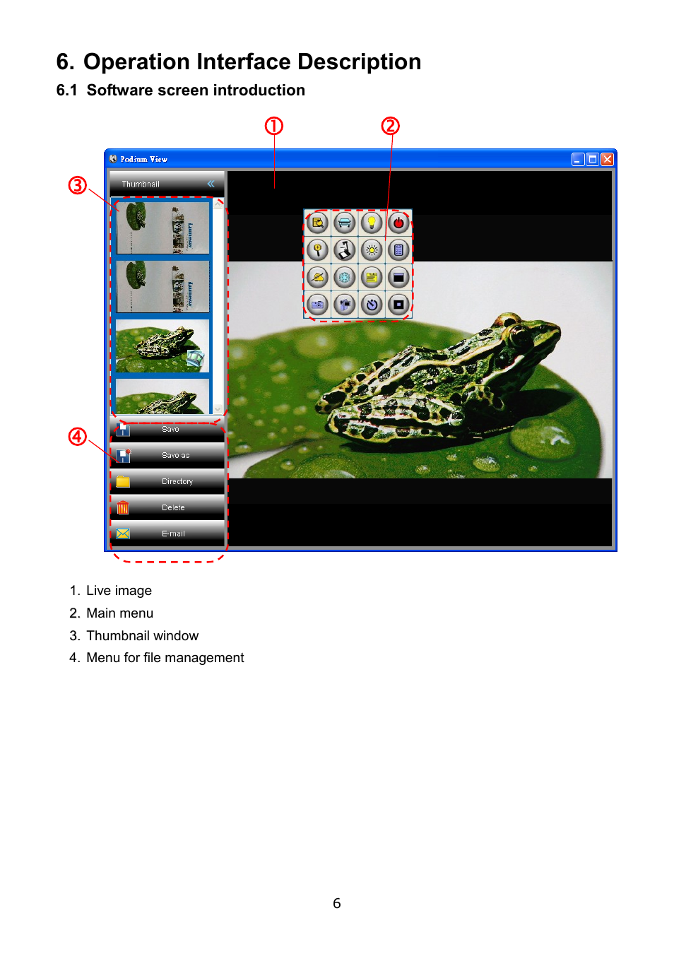 Operation interface description, 1 software screen introduction | Lumens Technology Podium View PC2.0 User Manual | Page 7 / 20