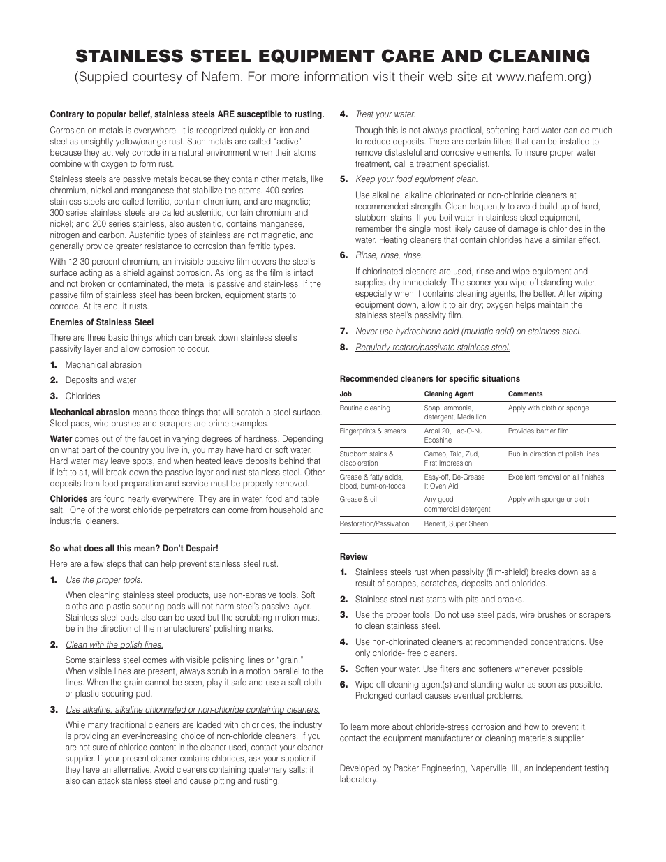 Stainless steel equipment care and cleaning | Cleveland Range Open Base & Modular Gas Skillet SGL-30-TR User Manual | Page 9 / 22