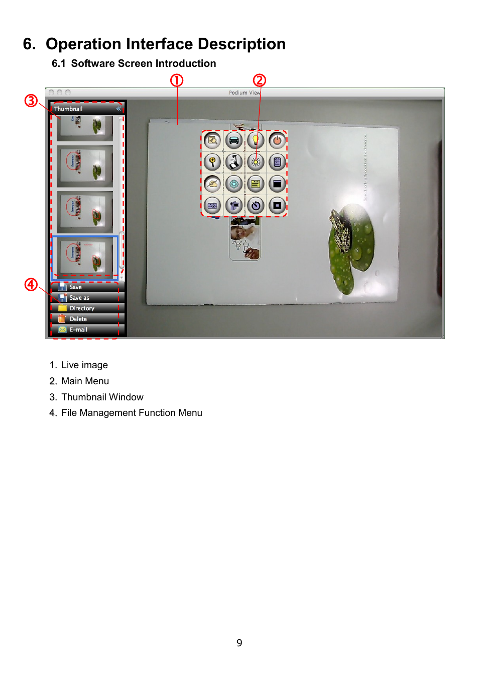 Operation interface description, 1 software screen introduction | Lumens Technology Podium View MAC User Manual | Page 10 / 23