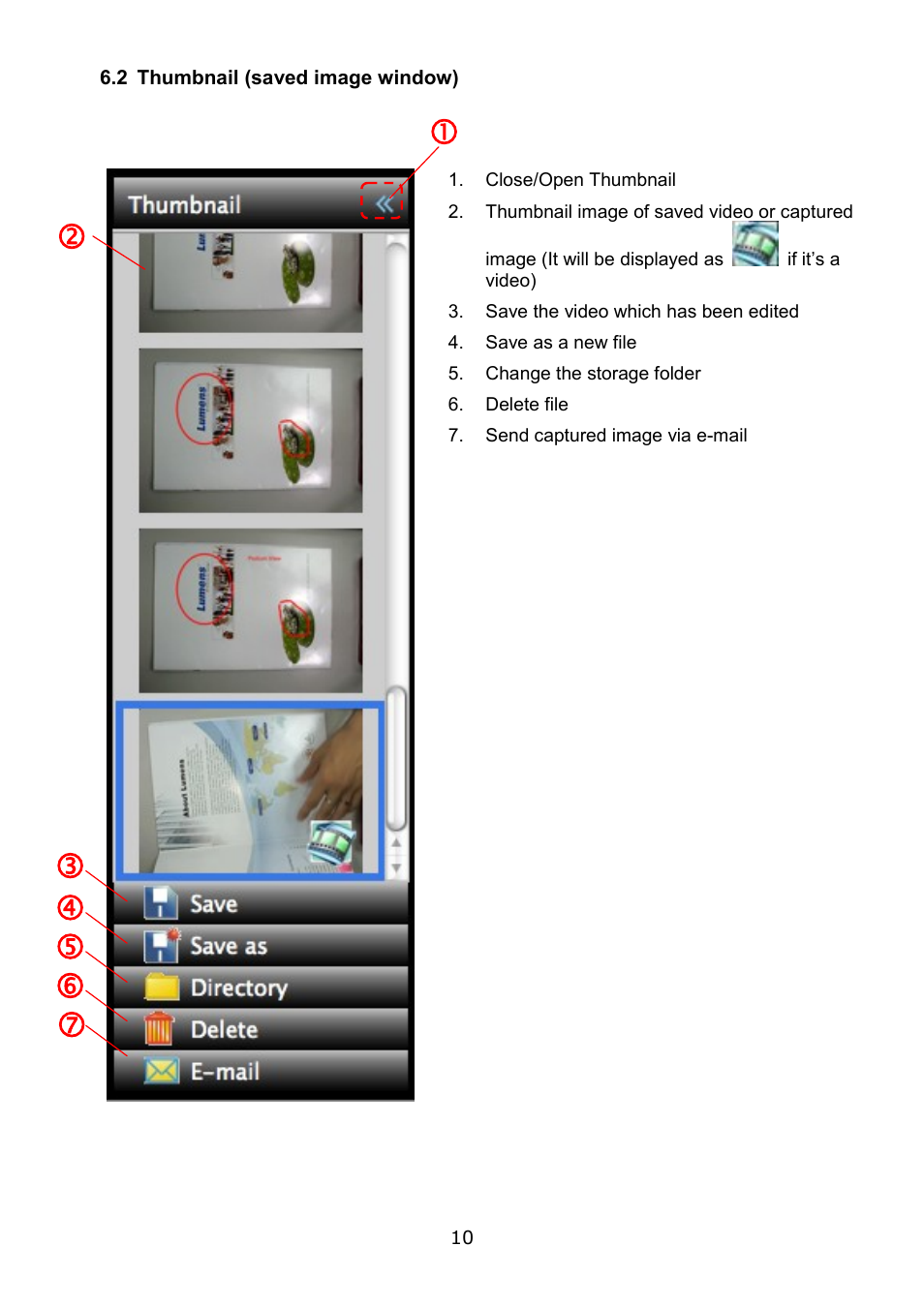 2 thumbnail (saved image window) | Lumens Technology Podium View MAC User Manual | Page 11 / 23