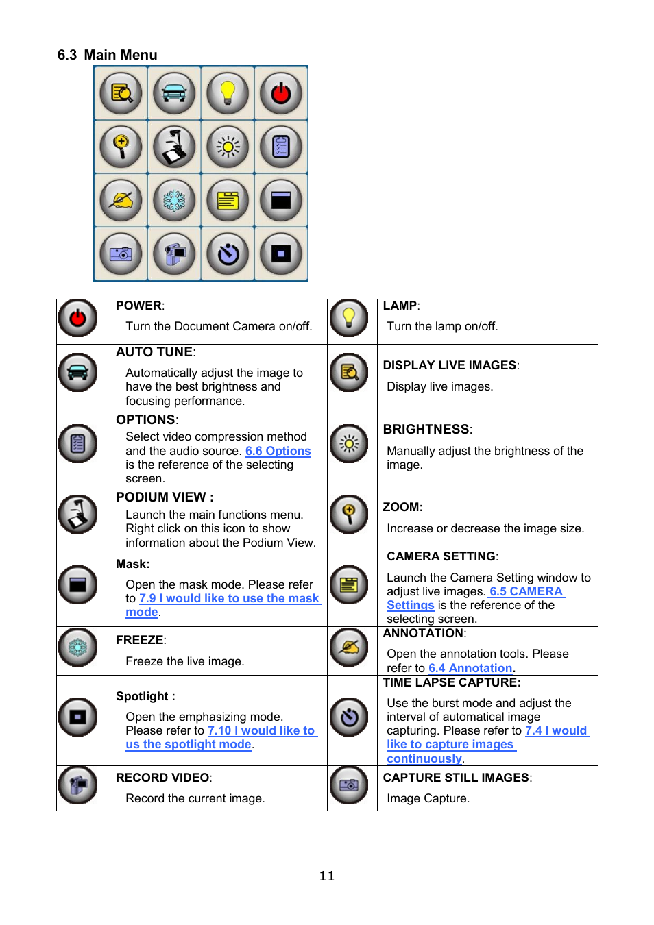3 main menu | Lumens Technology Podium View MAC User Manual | Page 12 / 23