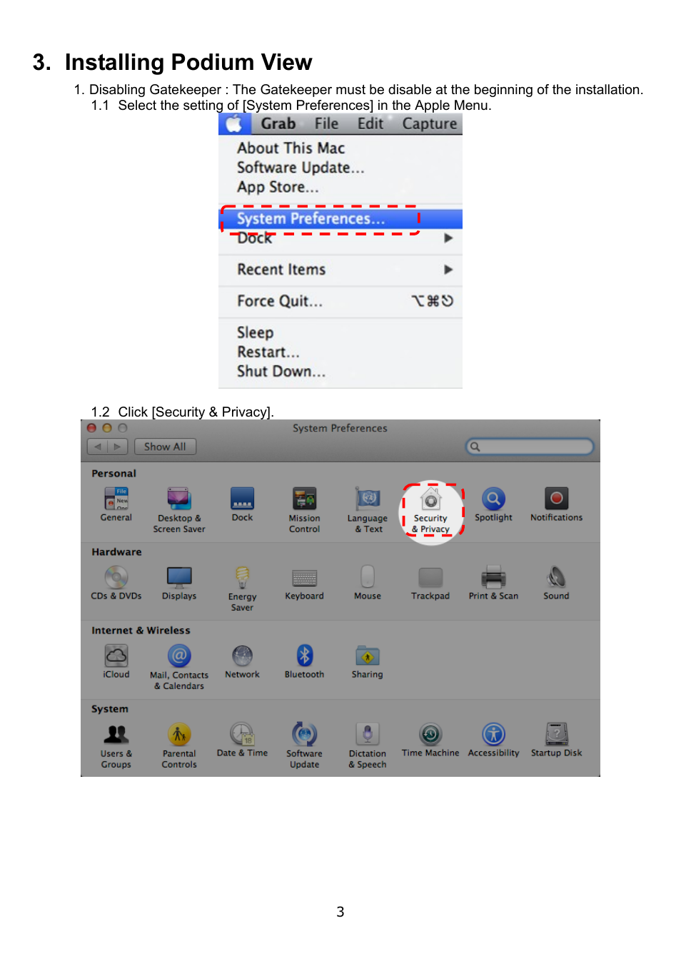 Installing podium view | Lumens Technology Podium View MAC User Manual | Page 4 / 23