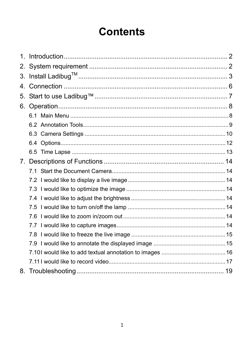 Lumens Technology Ladibug PC User Manual | Page 2 / 20