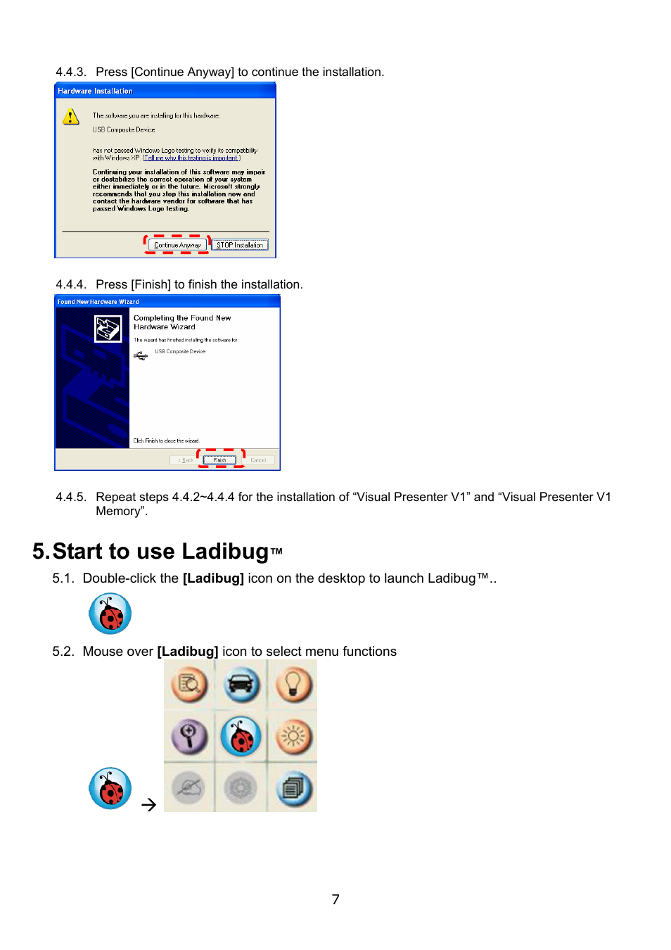 Start to use ladibug | Lumens Technology Ladibug PC User Manual | Page 8 / 20
