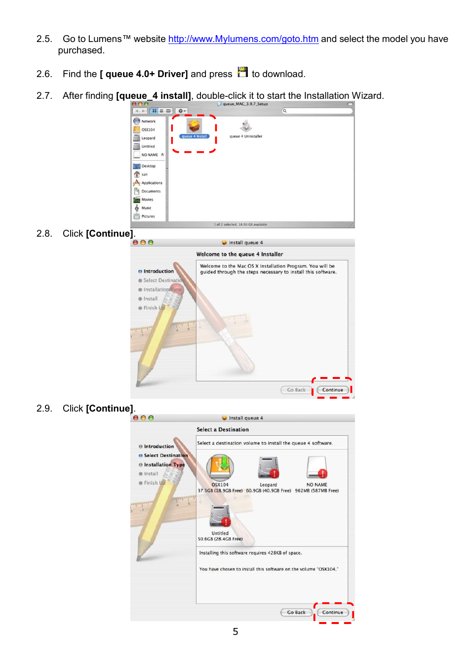 Lumens Technology queue MAC Install User Manual | Page 6 / 8