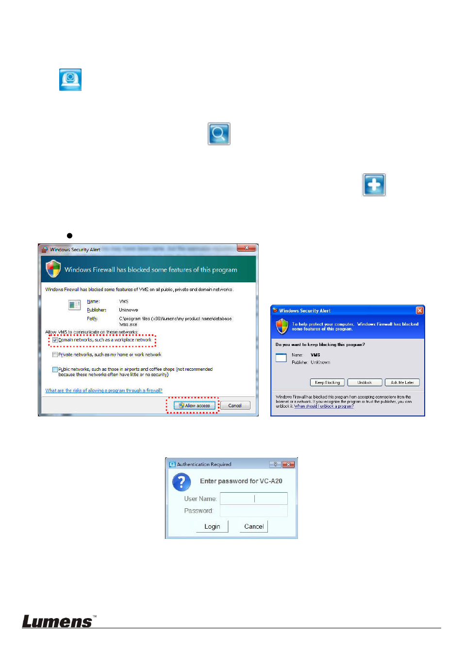 Start using | Lumens Technology VMS User Manual | Page 6 / 10