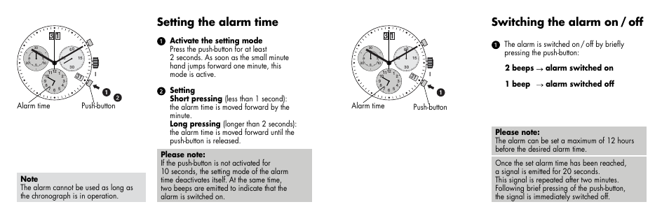 Setting the alarm time, Switching the alarm on / off | Luminox 1800 Series User Manual | Page 7 / 28