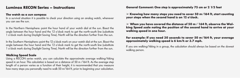 Luminox recon series – instructions | Luminox Recon Series User Manual | Page 4 / 15