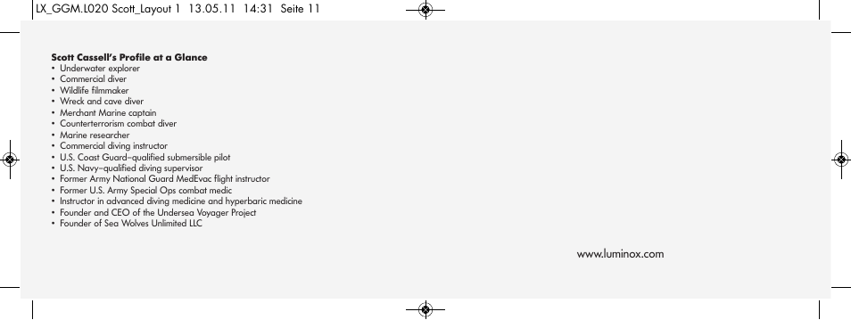 Luminox Scott Casell Specials User Manual | Page 6 / 6