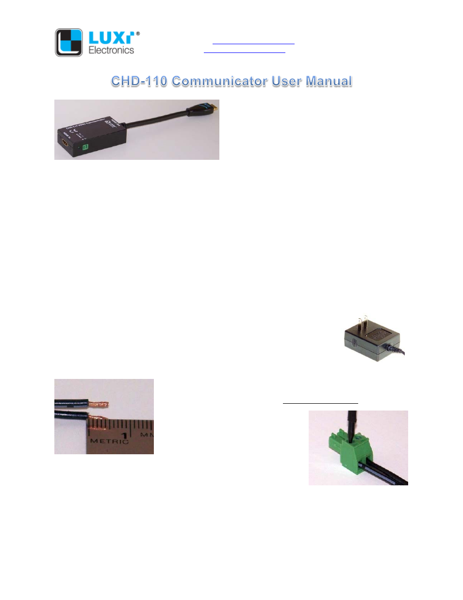 Luxi Electronics CHD-110 User Manual | 2 pages