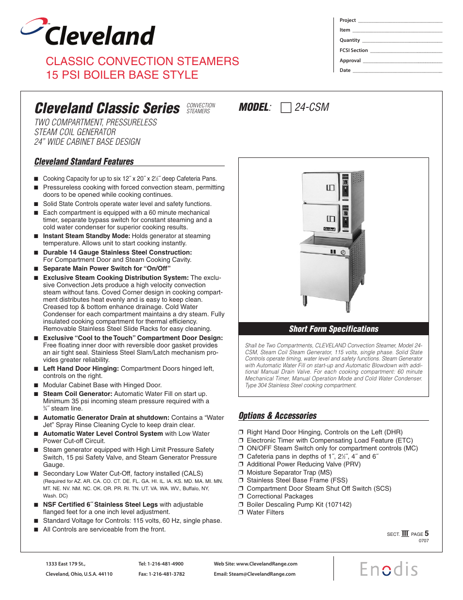 Cleveland Range 24-CSM User Manual | 2 pages