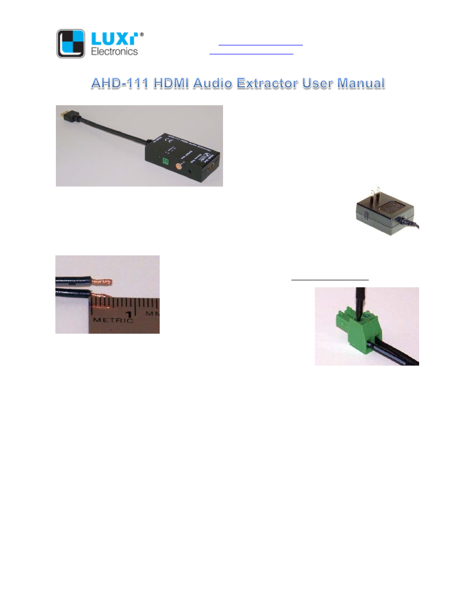 Luxi Electronics AHD-111 User Manual | 2 pages