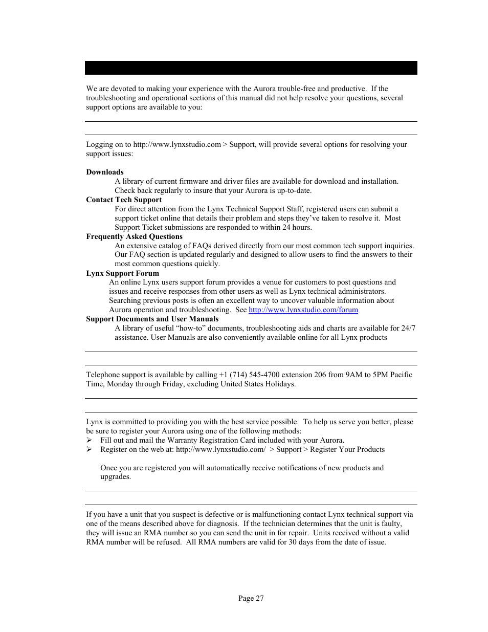7 support | Lynx Studio Aurora 16 User Manual | Page 29 / 32
