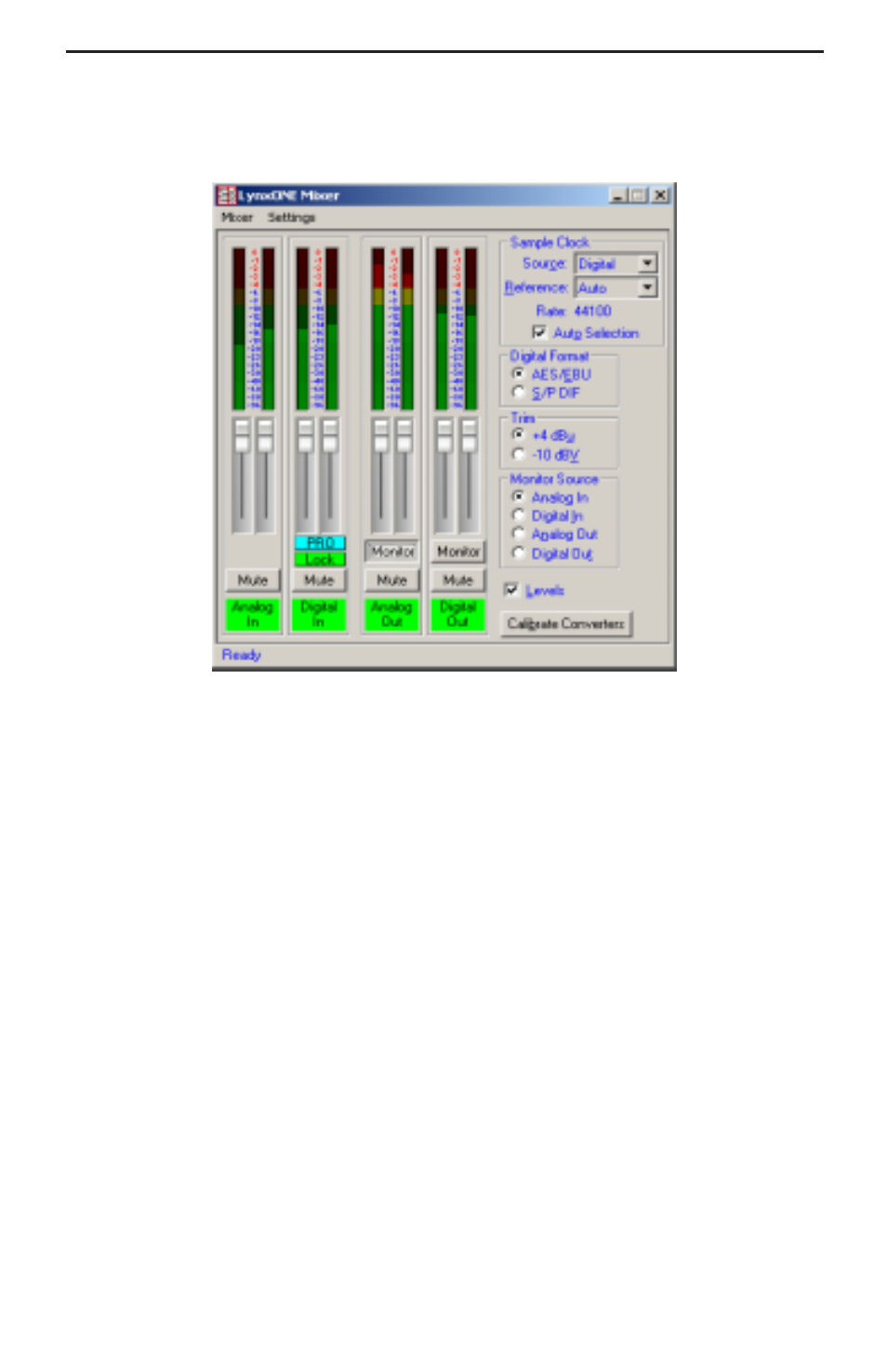 Mixer reference, Mixer menu, Settings menu | Mixer menu settings menu controls | Lynx Studio LynxONE User Manual | Page 13 / 36