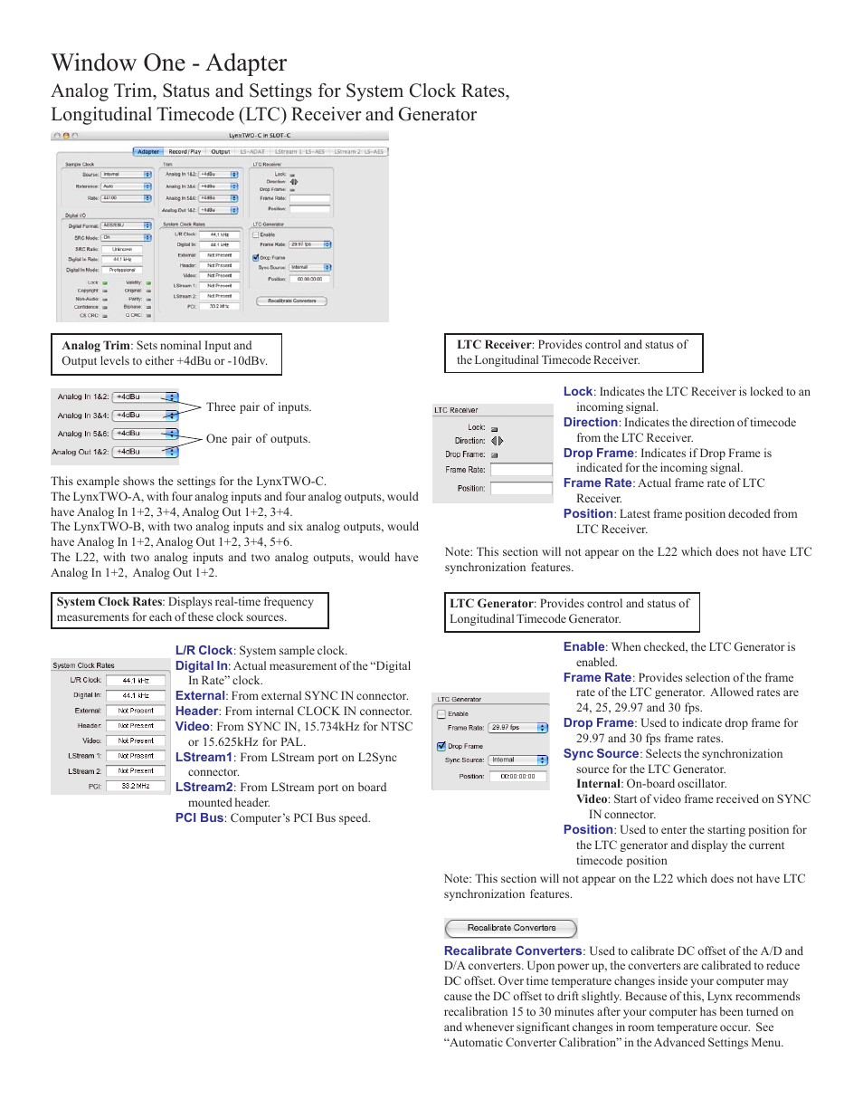 Window one - adapter | Lynx Studio LynxTWO Macintosh Mixer Addendum User Manual | Page 3 / 8