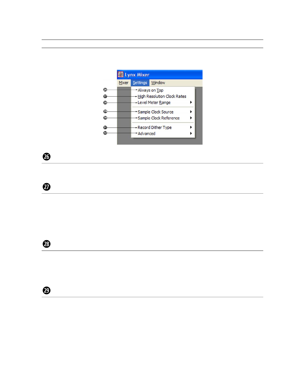 6 settings menu, Settings menu | Lynx Studio AES16 User Manual | Page 57 / 81