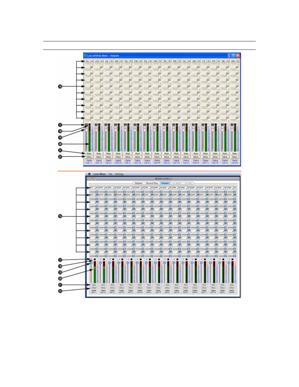 4 outputs window, Outputs window | Lynx Studio AES16e User Manual User Manual | Page 47 / 74