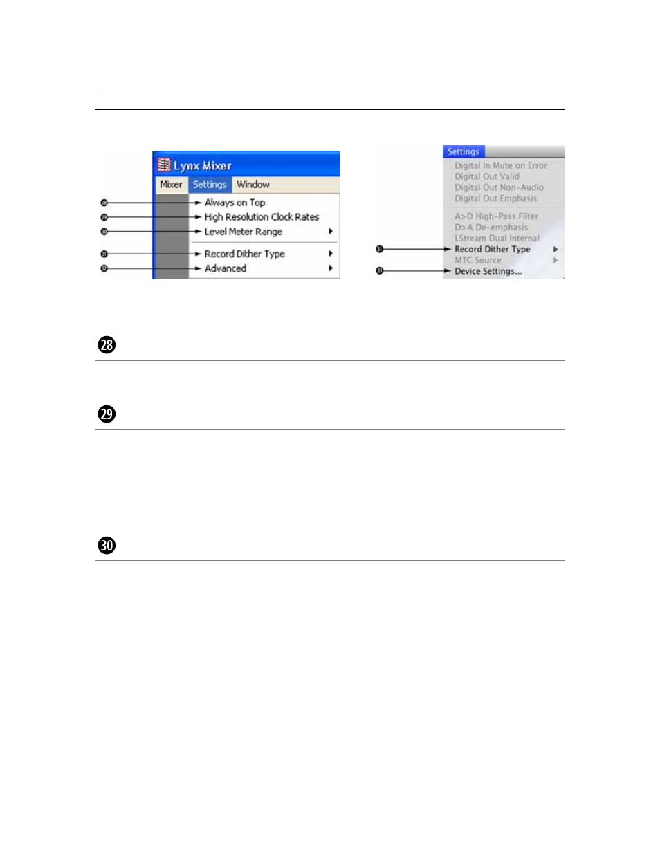 6 settings menu, Settings menu | Lynx Studio AES16e User Manual User Manual | Page 52 / 74
